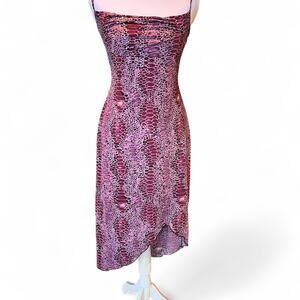 Vintage Jane Norman Dress – Made in England M Y2K Asymetrical, Snake Skin